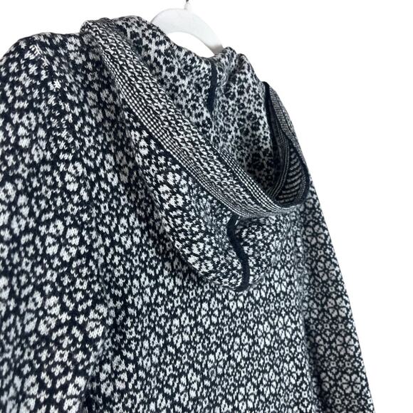 Akini Y2K Long Knit Cardigan Sweater Duster XS Black White Whimsygoth Fair Isle - Picture 7 of 9